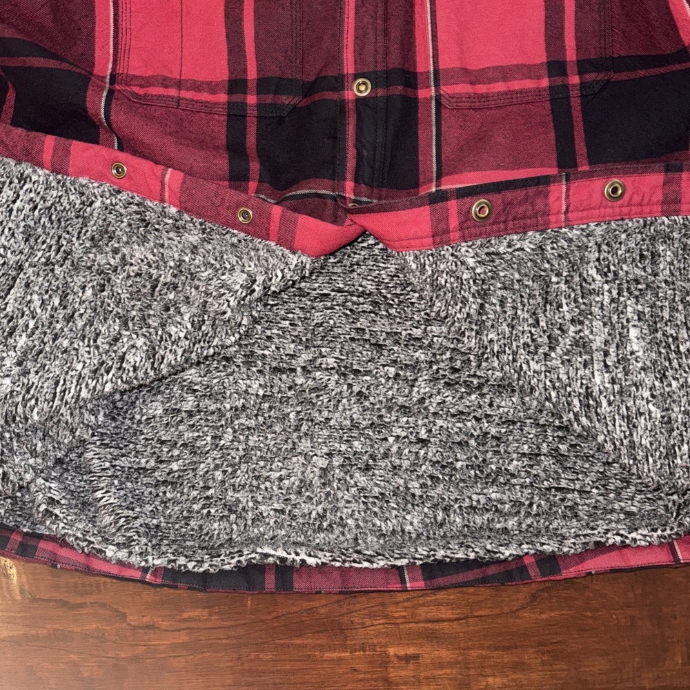 Ultimate Terrain Flannel Shirt Jacket Snaps Corduroy Patches Sherpa Lined Large - Picture 6 of 9